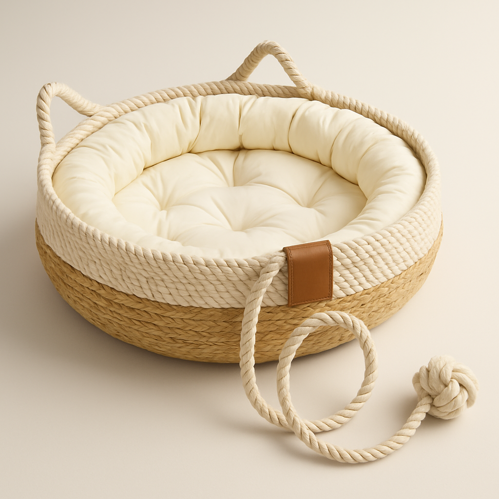 Panier pour chats corde et osier