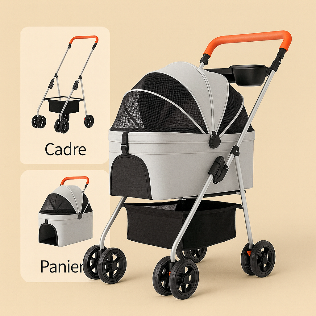 Poussette amovible et pliable