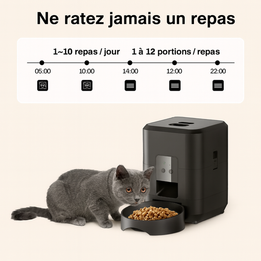 Distributeur automatique de croquettes connecté