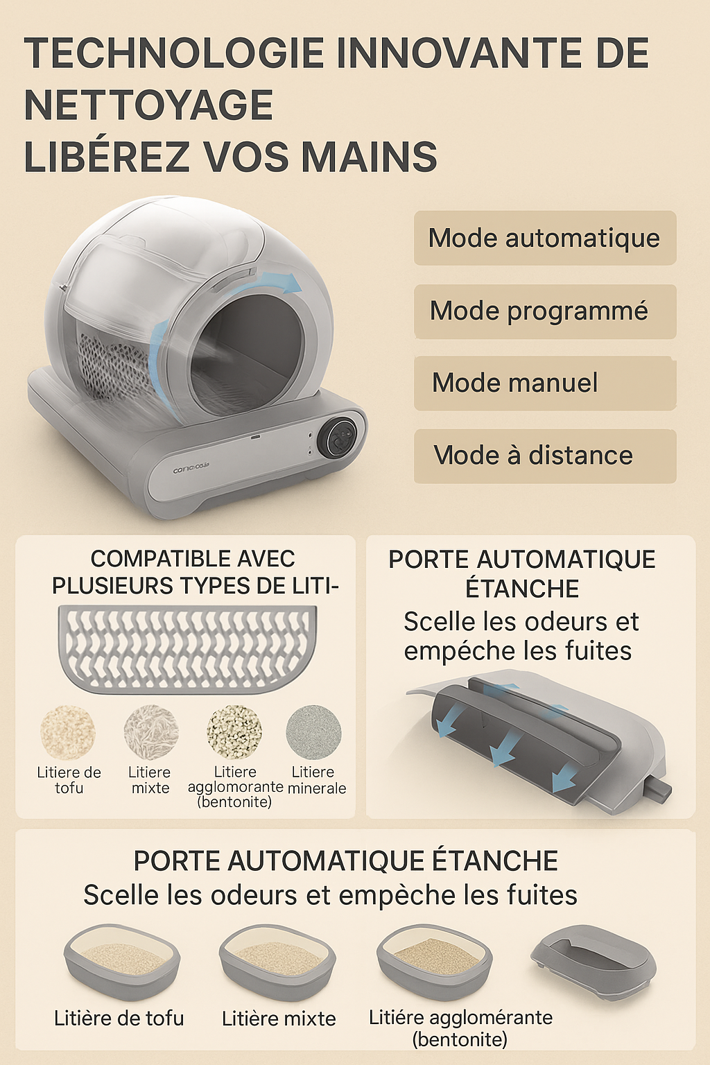 Litiére automatique pour chats