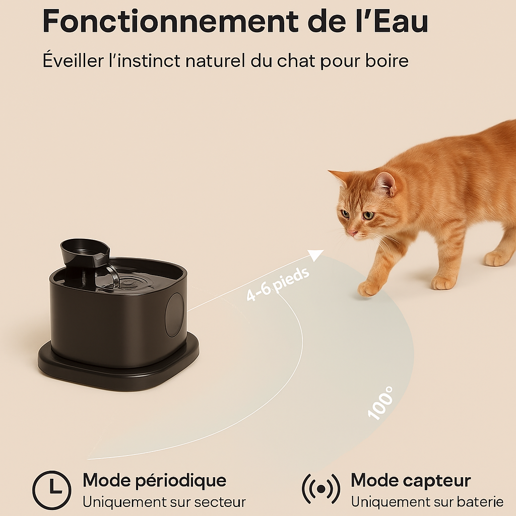 Fontaine à eau à détection de mouvement